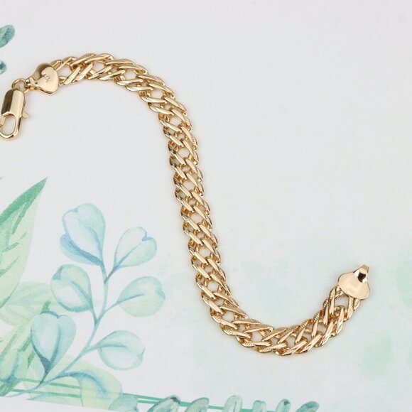 "Elegant Gold Plated Rose Gold Chain Link Bracelet for Women, XPBL1087 - Picture 2 of 12